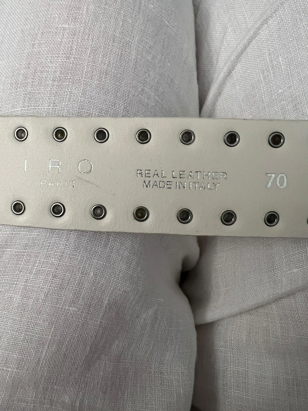 IRO White Leather Stud Belt with Silver Buckle